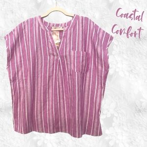 Coastal Comfort NWT Women's Pink Striped Top 27"p2p 27" length